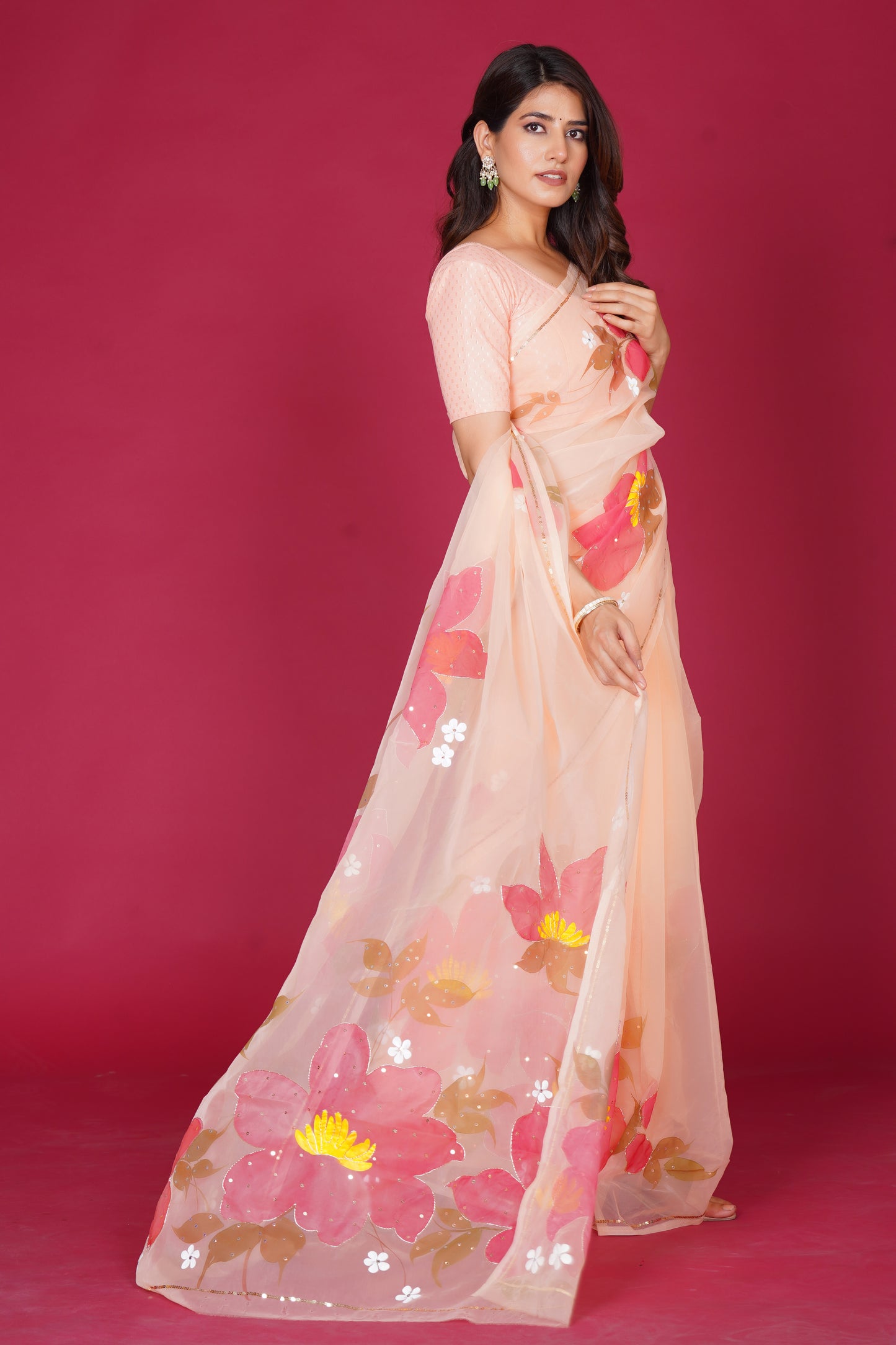 Niharika – Hand-Painted Organza Saree