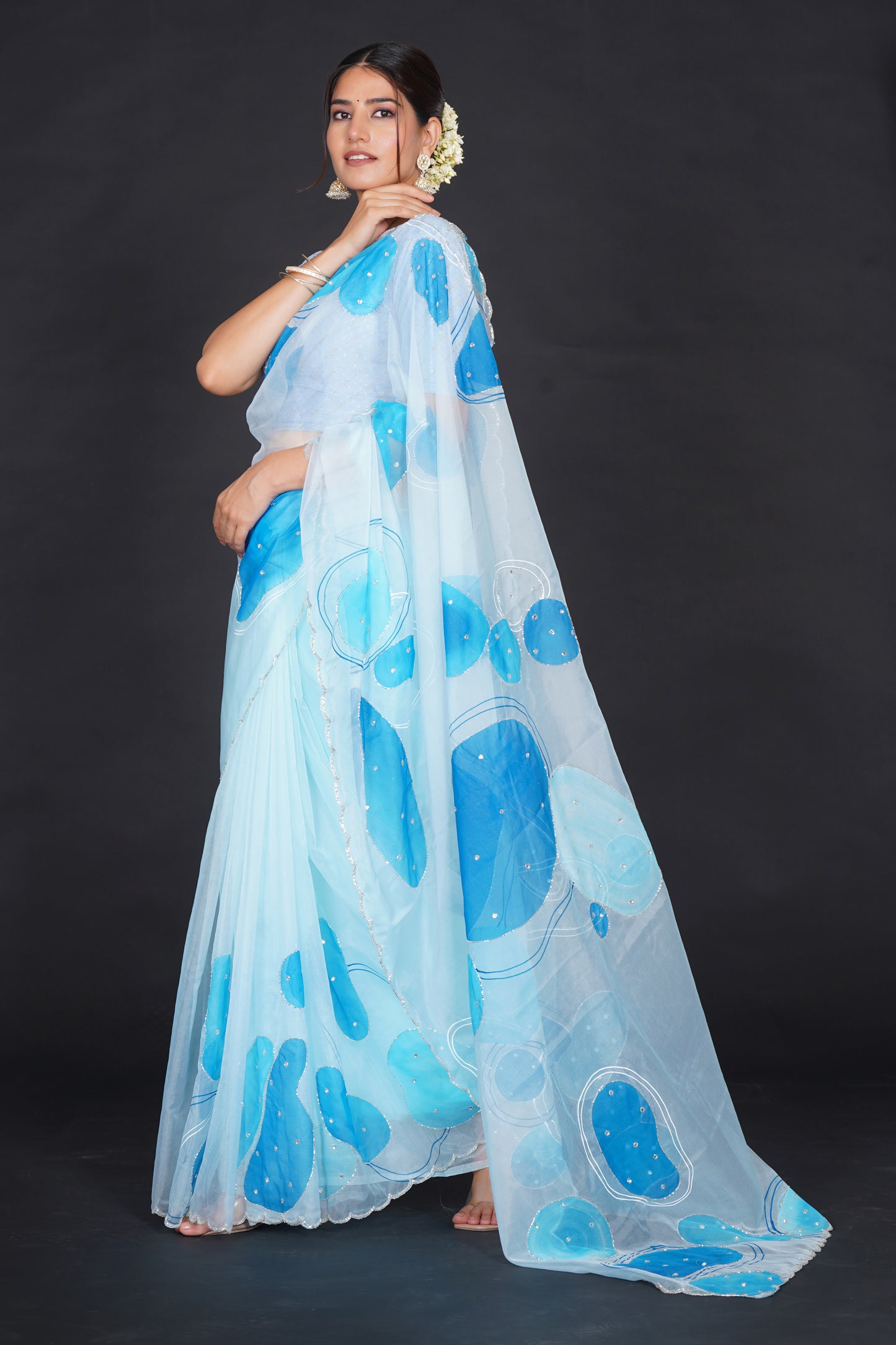 Blue Stone – Light Blue Saree with Bold Blue Motifs