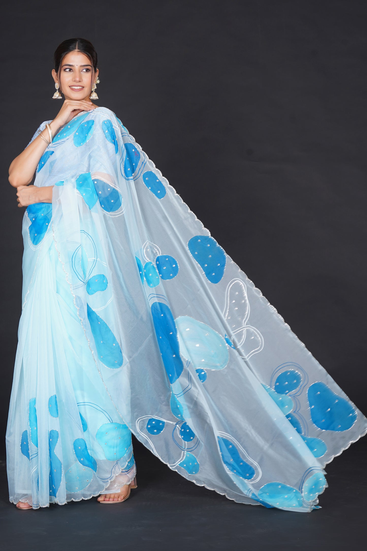 Blue Stone – Light Blue Saree with Bold Blue Motifs