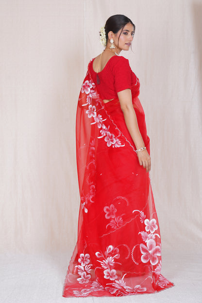 Gudhal – Hand-Painted Organza Saree