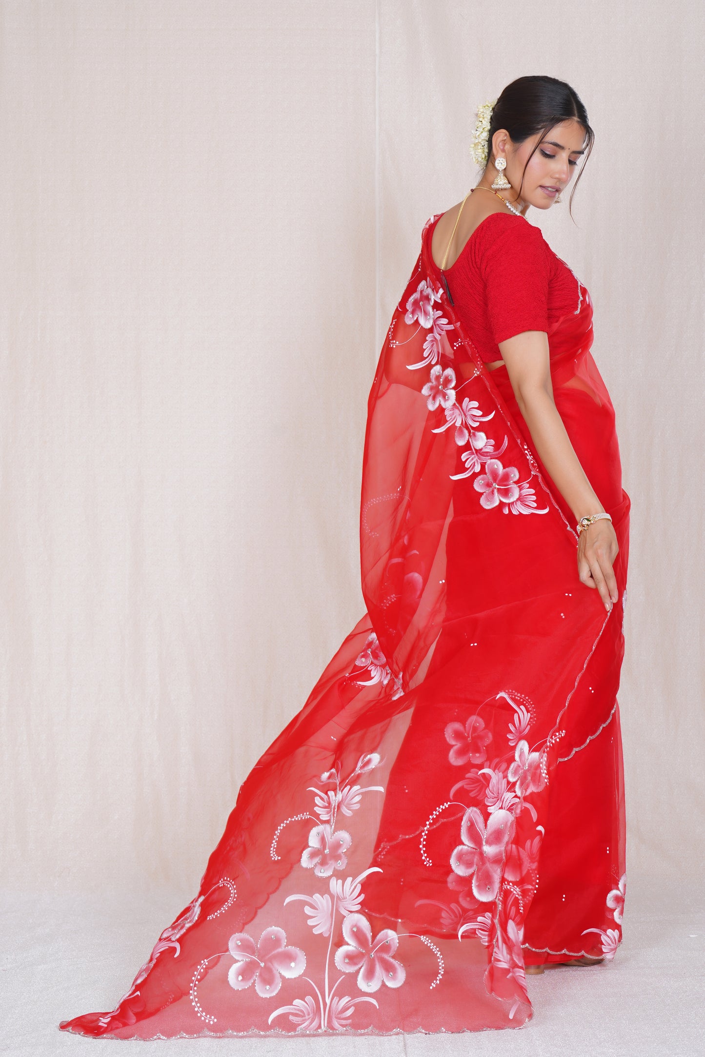 Gudhal – Hand-Painted Organza Saree