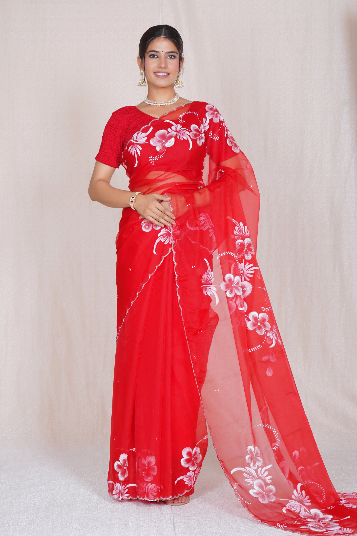 Gudhal – Hand-Painted Organza Saree
