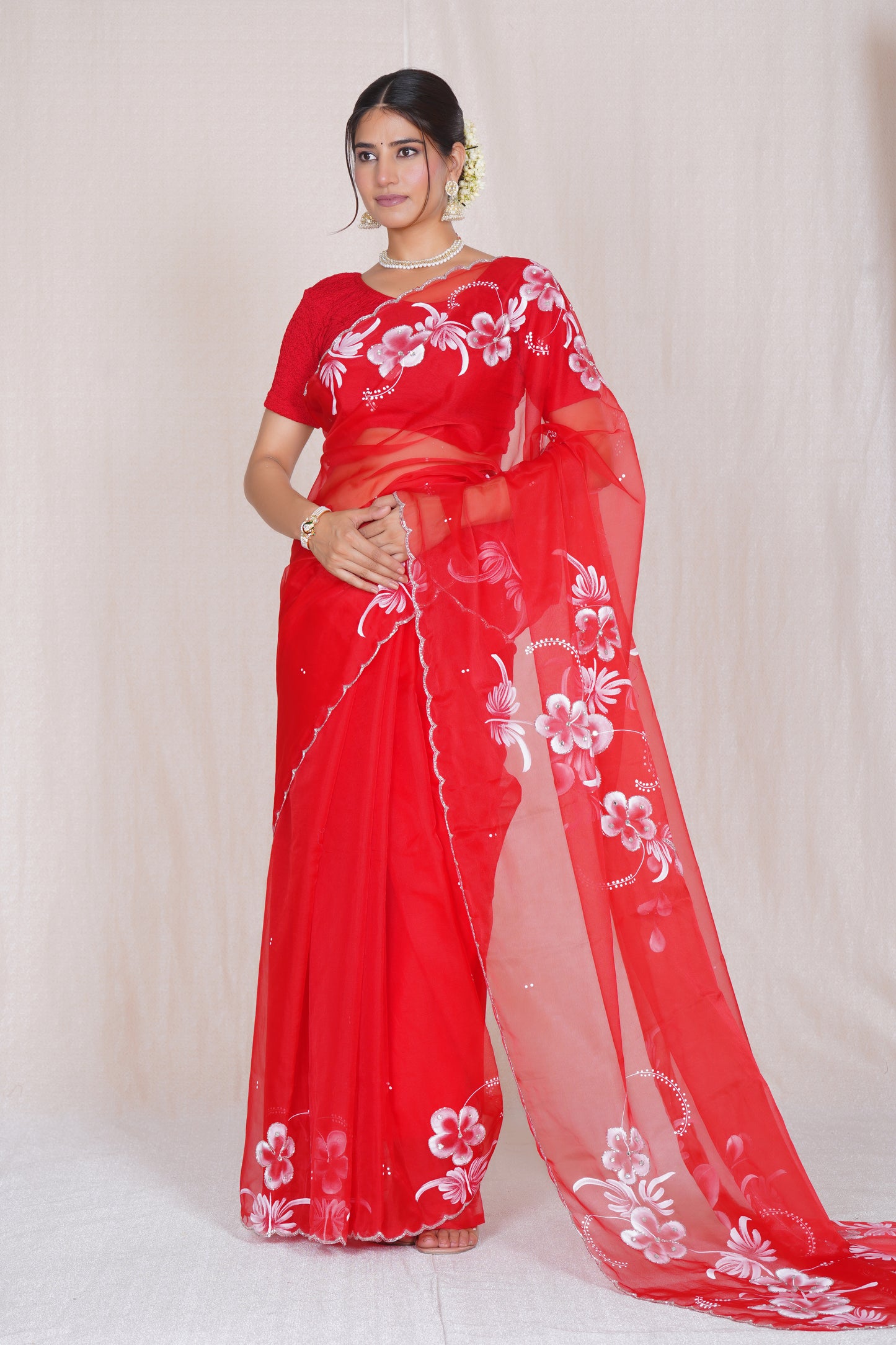 Gudhal – Hand-Painted Organza Saree