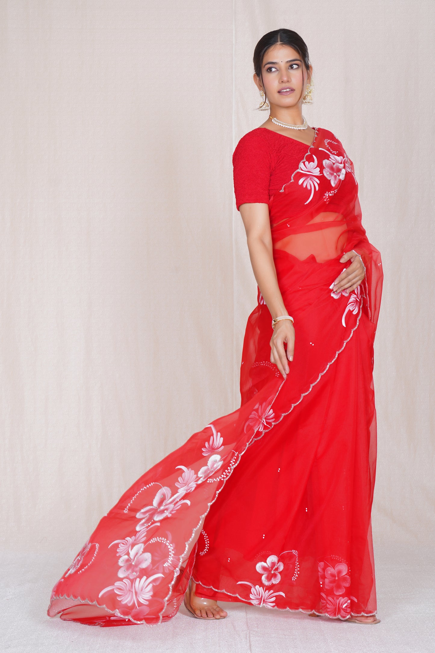 Gudhal – Hand-Painted Organza Saree