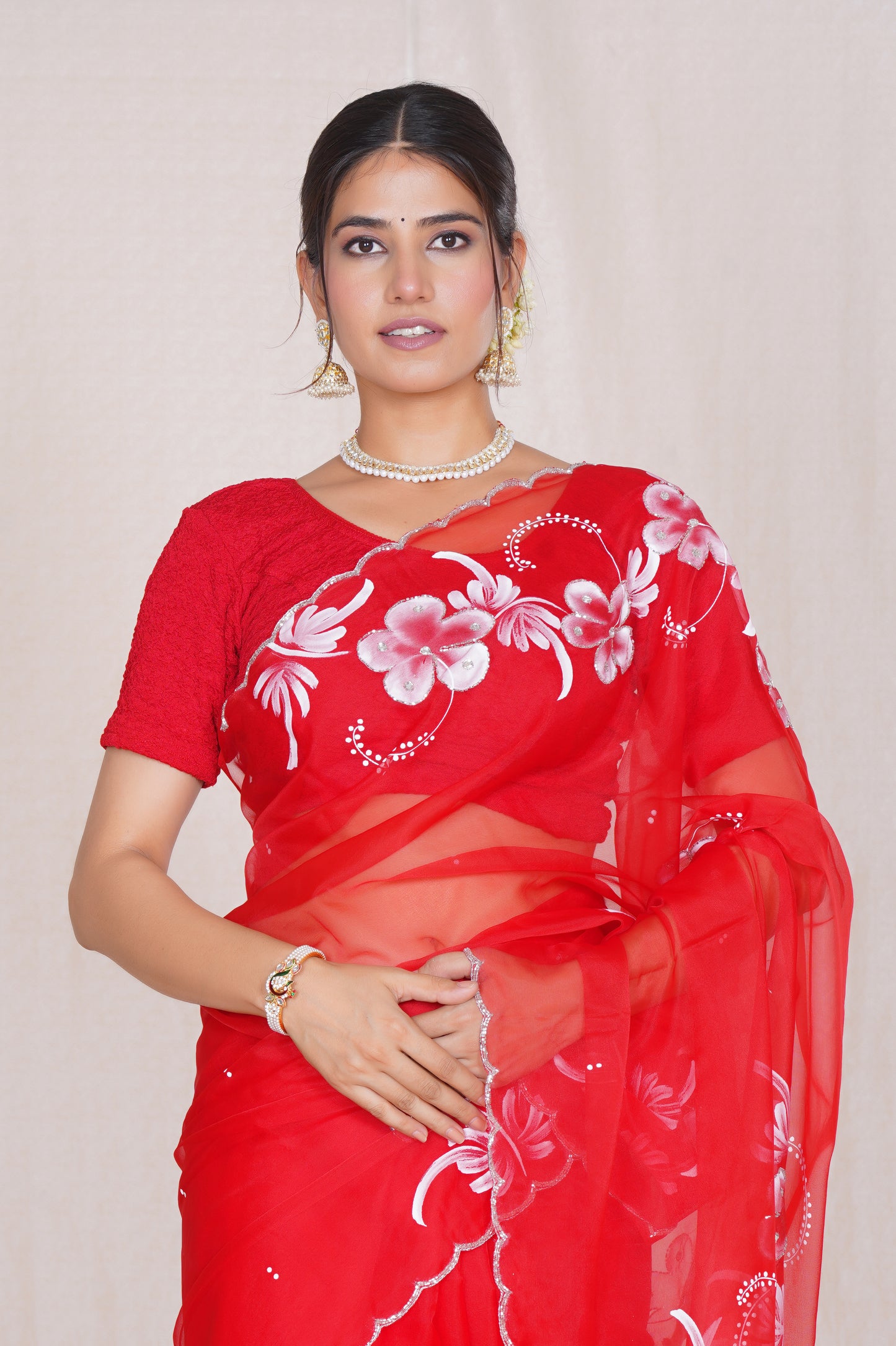 Gudhal – Hand-Painted Organza Saree