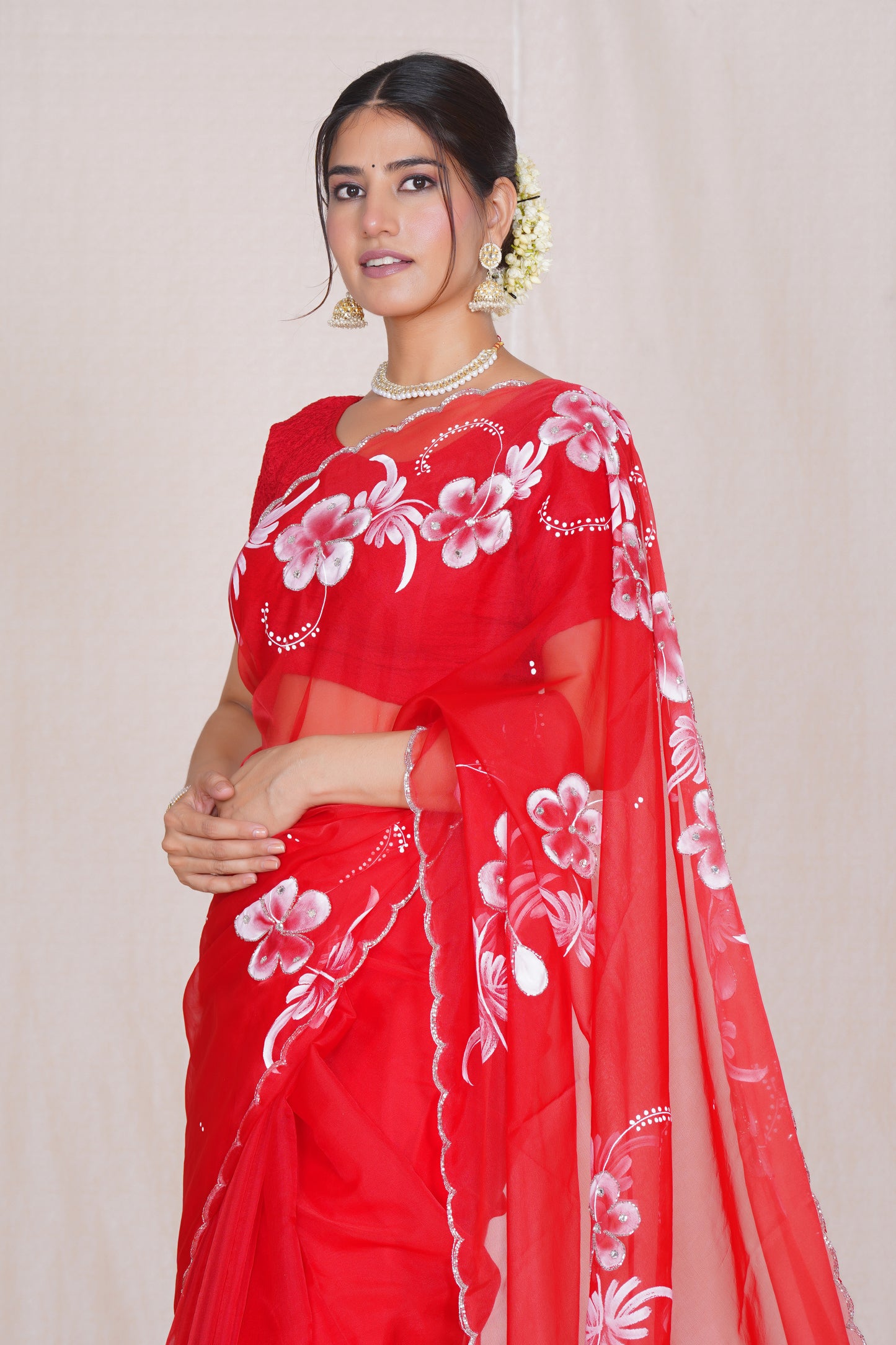 Gudhal – Hand-Painted Organza Saree