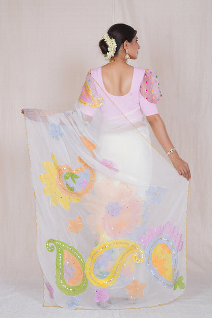 Ratana – Hand-Painted Organza Saree