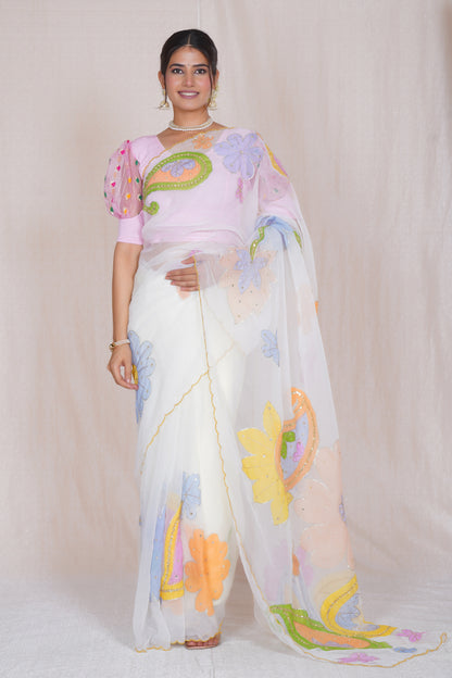 Ratana – Hand-Painted Organza Saree