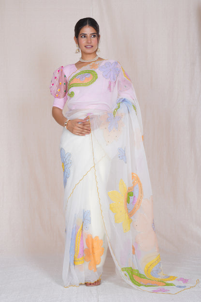 Ratana – Hand-Painted Organza Saree