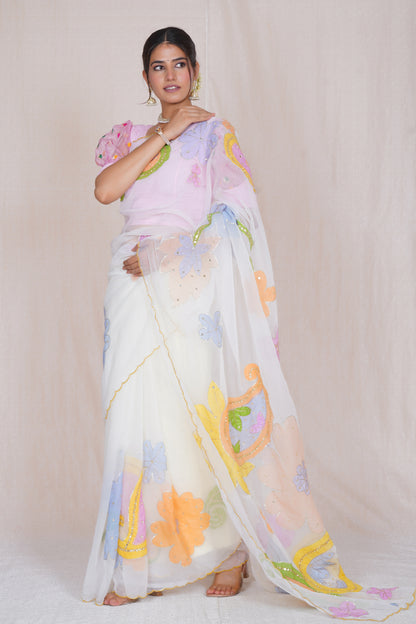 Ratana – Hand-Painted Organza Saree
