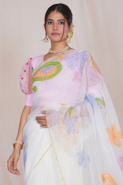 Ratana – Hand-Painted Organza Saree