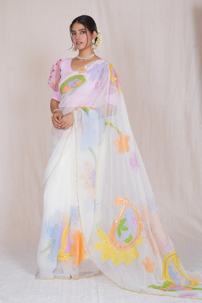 Ratana – Hand-Painted Organza Saree