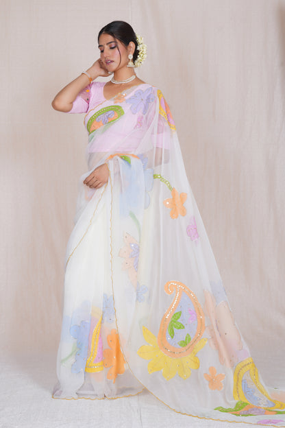 Ratana – Hand-Painted Organza Saree