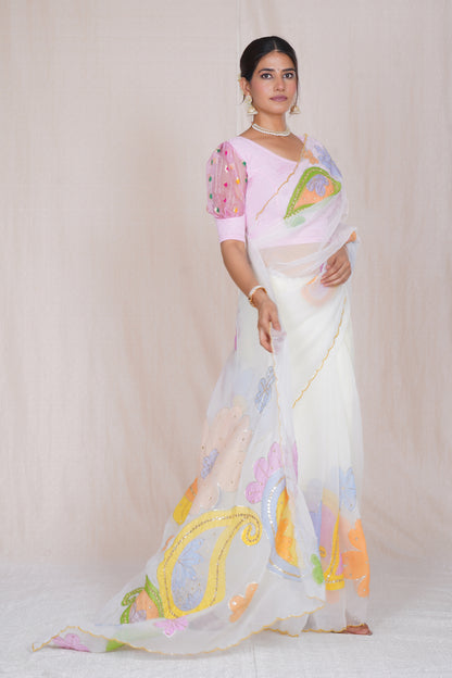 Ratana – Hand-Painted Organza Saree