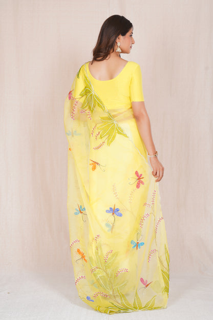 Basant – Yellow Festive Floral Saree 🌼