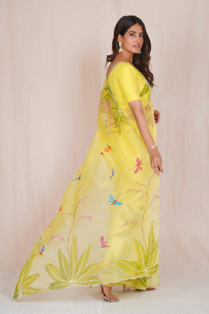 Basant – Yellow Festive Floral Saree 🌼