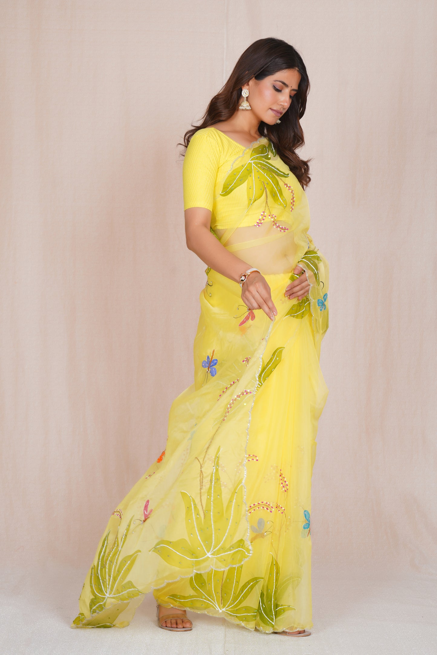 Basant – Yellow Festive Floral Saree 🌼