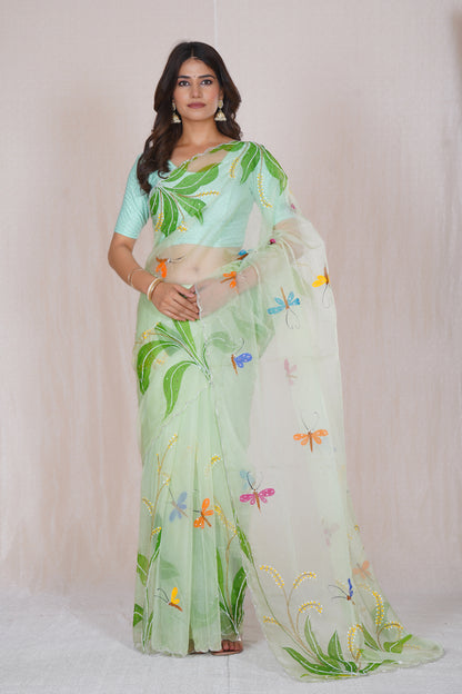 Basant – Green Festive Floral Saree