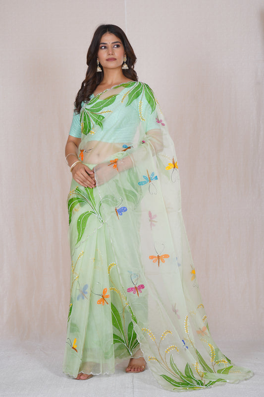Basant – Green Festive Floral Saree