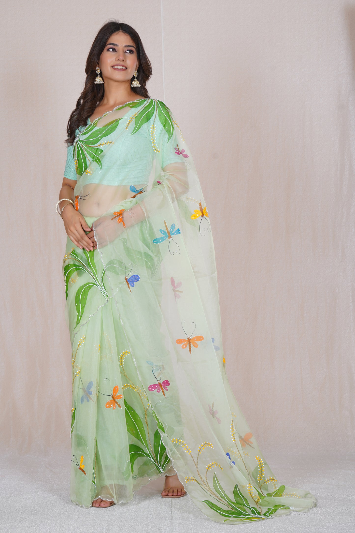 Basant – Green Festive Floral Saree
