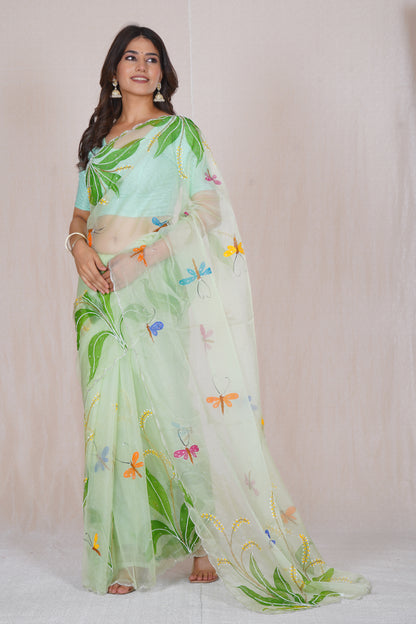 Basant – Green Festive Floral Saree