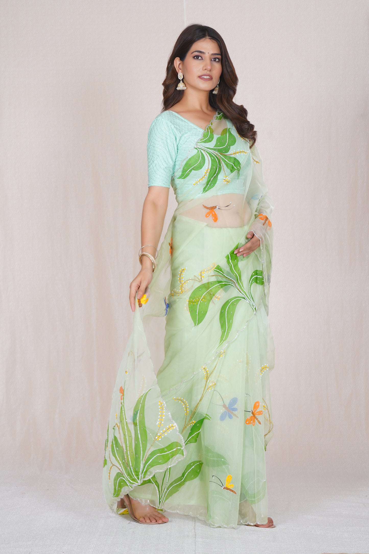 Basant – Green Festive Floral Saree