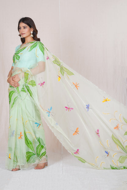 Basant – Green Festive Floral Saree