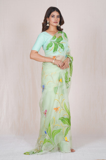 Basant – Green Festive Floral Saree