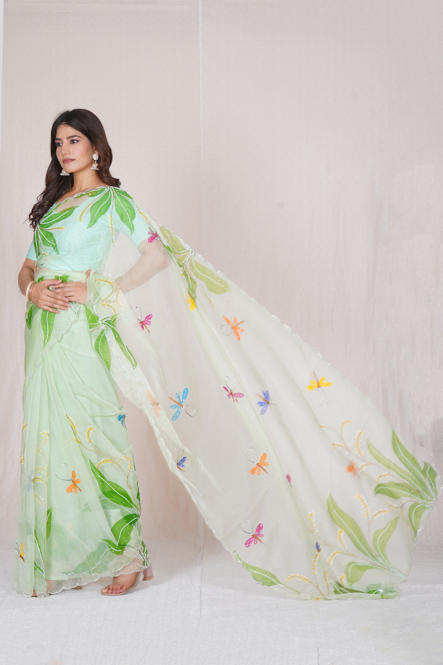 Basant – Green Festive Floral Saree