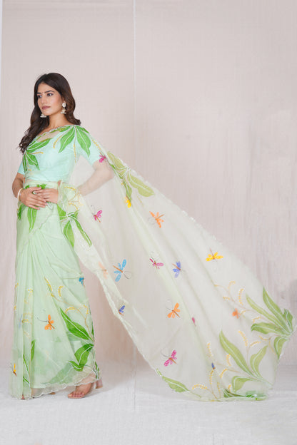 Basant – Green Festive Floral Saree