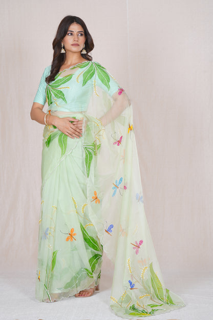 Basant – Green Festive Floral Saree