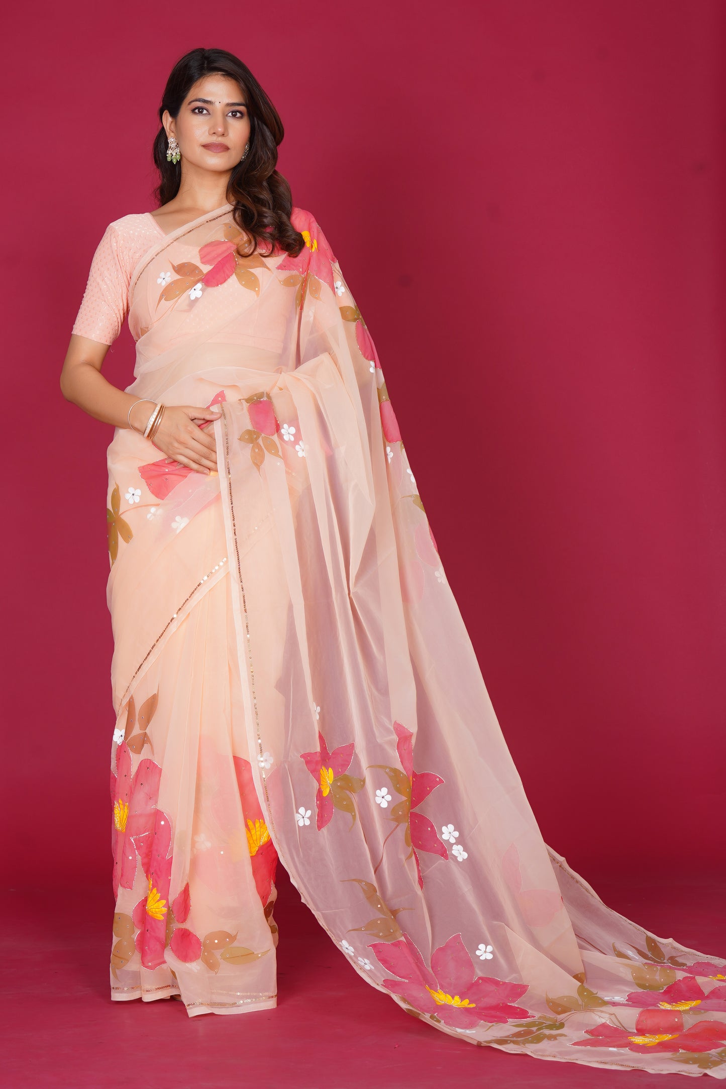 Niharika – Hand-Painted Organza Saree