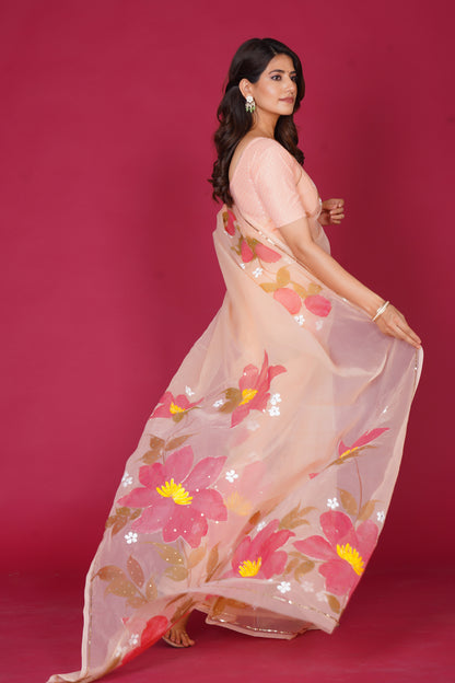 Niharika – Hand-Painted Organza Saree