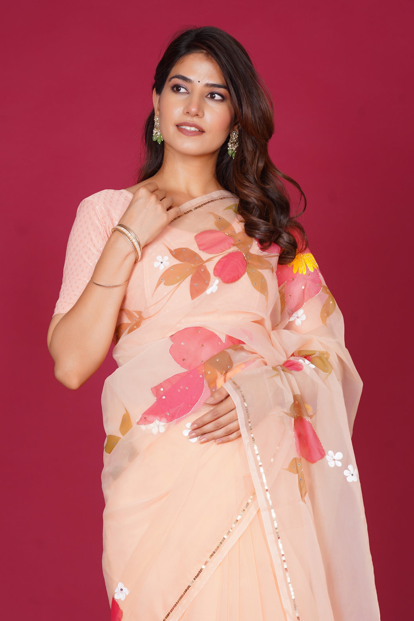 Niharika – Hand-Painted Organza Saree