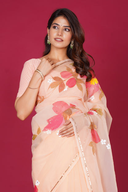 Niharika – Hand-Painted Organza Saree