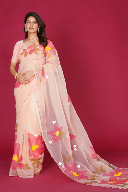 Niharika – Hand-Painted Organza Saree