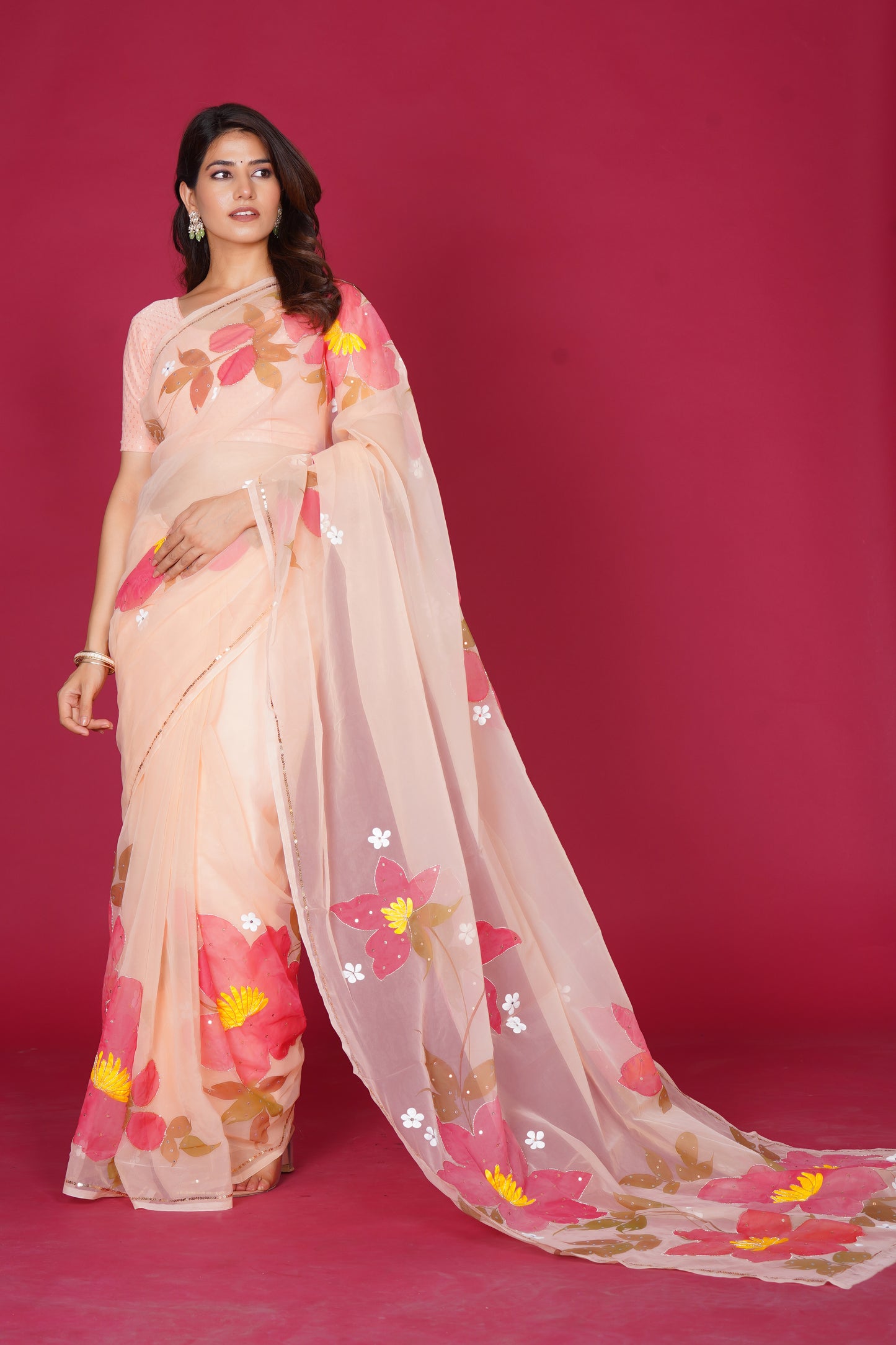 Niharika – Hand-Painted Organza Saree
