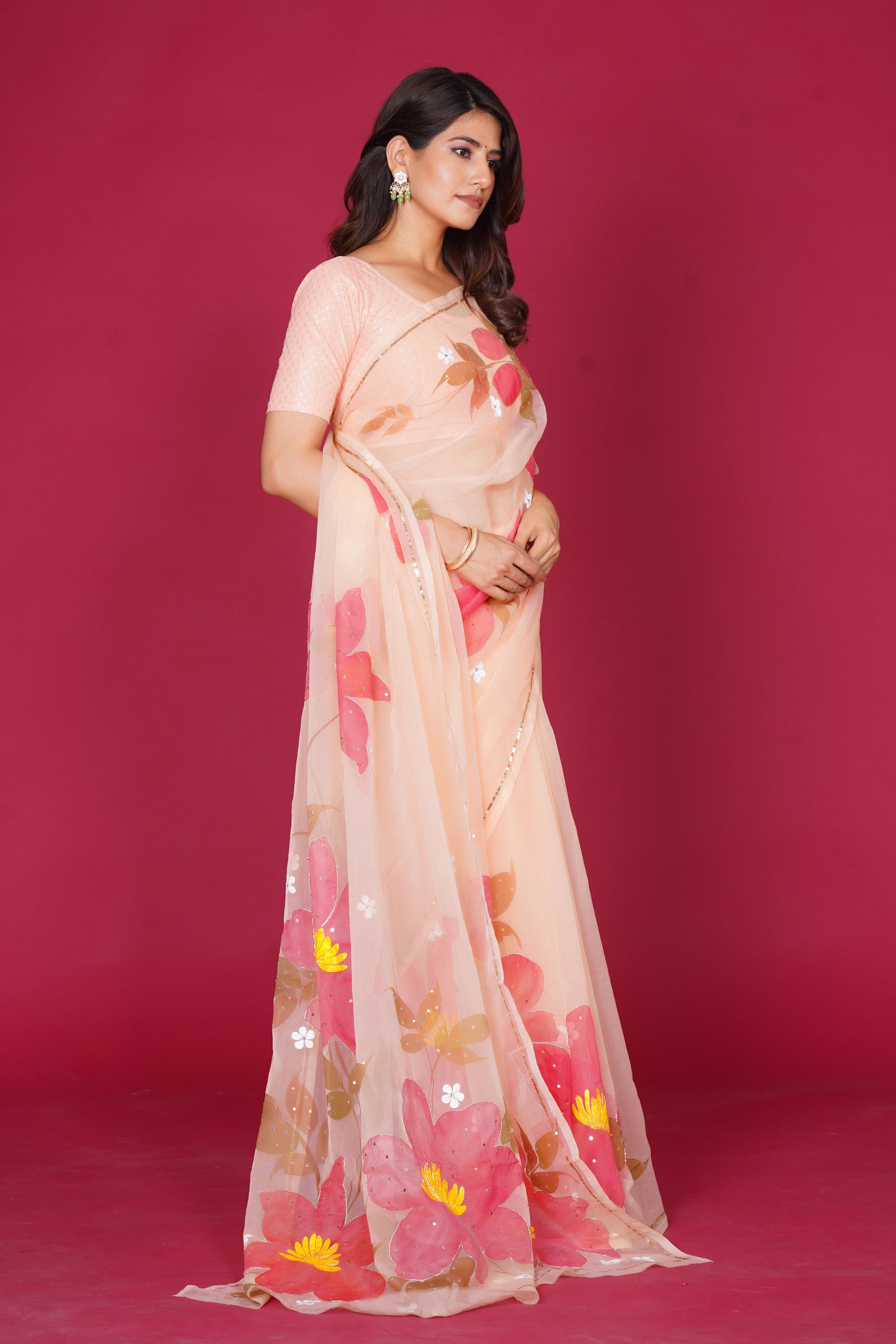 Niharika – Hand-Painted Organza Saree