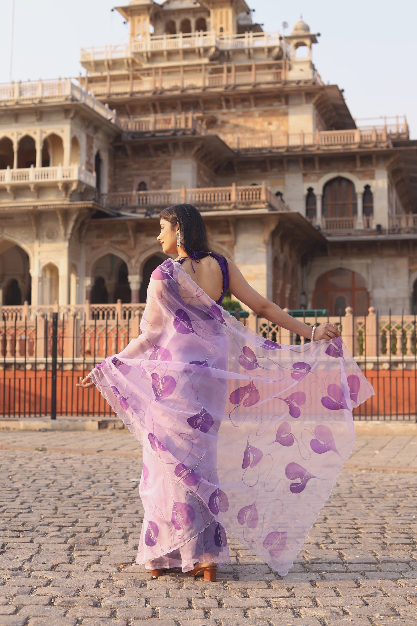 Leaf – Hand-Painted Organza Saree