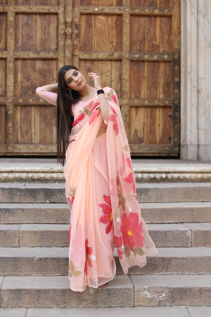 Niharika – Hand-Painted Organza Saree