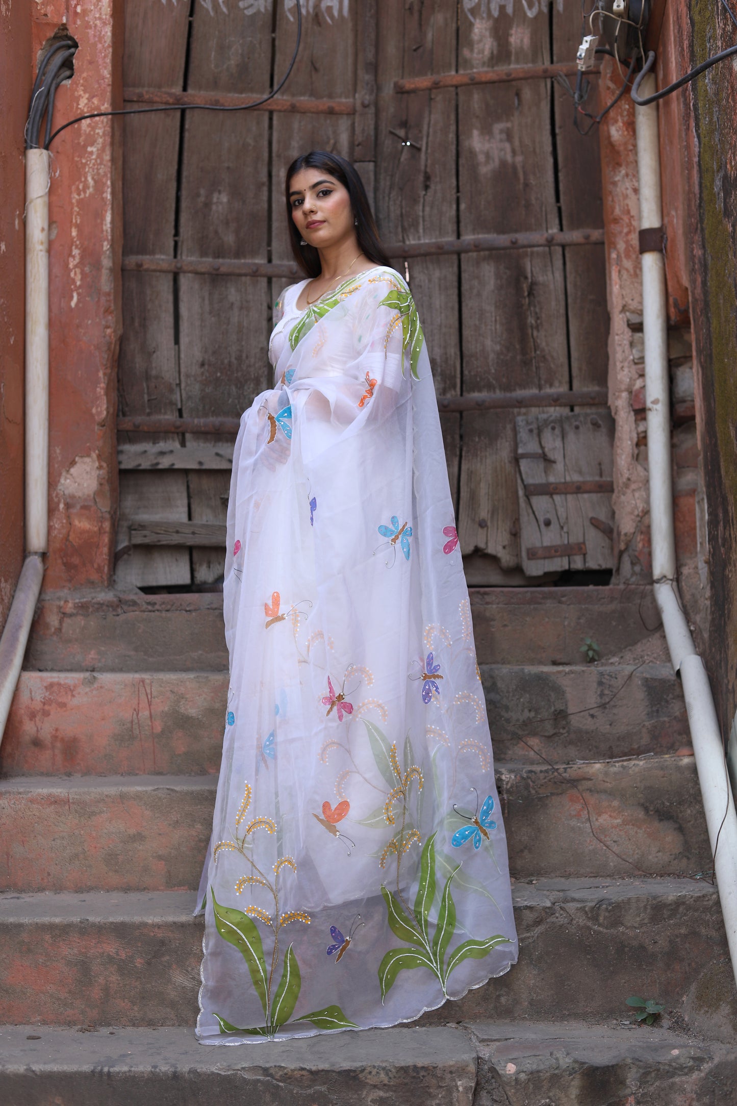 Basant – Hand-Painted Organza Saree