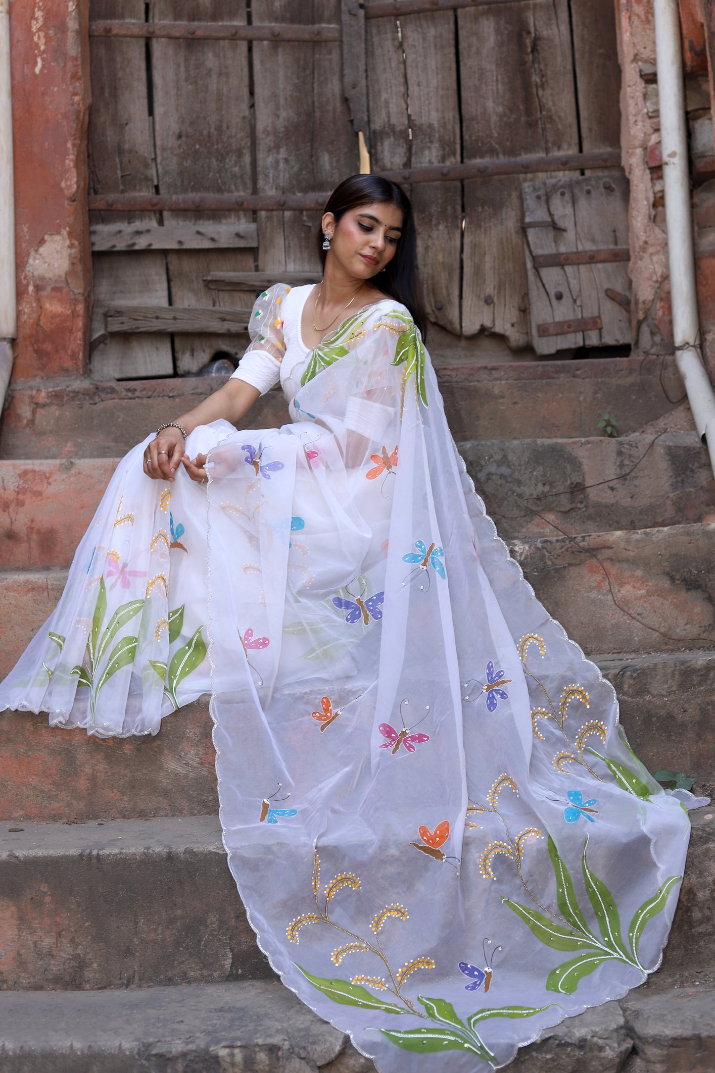 Basant – Hand-Painted Organza Saree